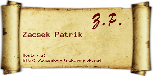 Zacsek Patrik névjegykártya